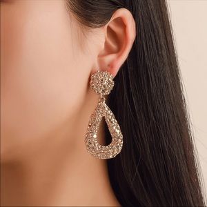 💕 Gold Chunky Textured Drop Oval Earrings